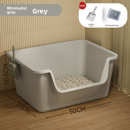 Cat Litter Box Extra Large Splash-Proof Semi-Enclosed Open Pet Toilet