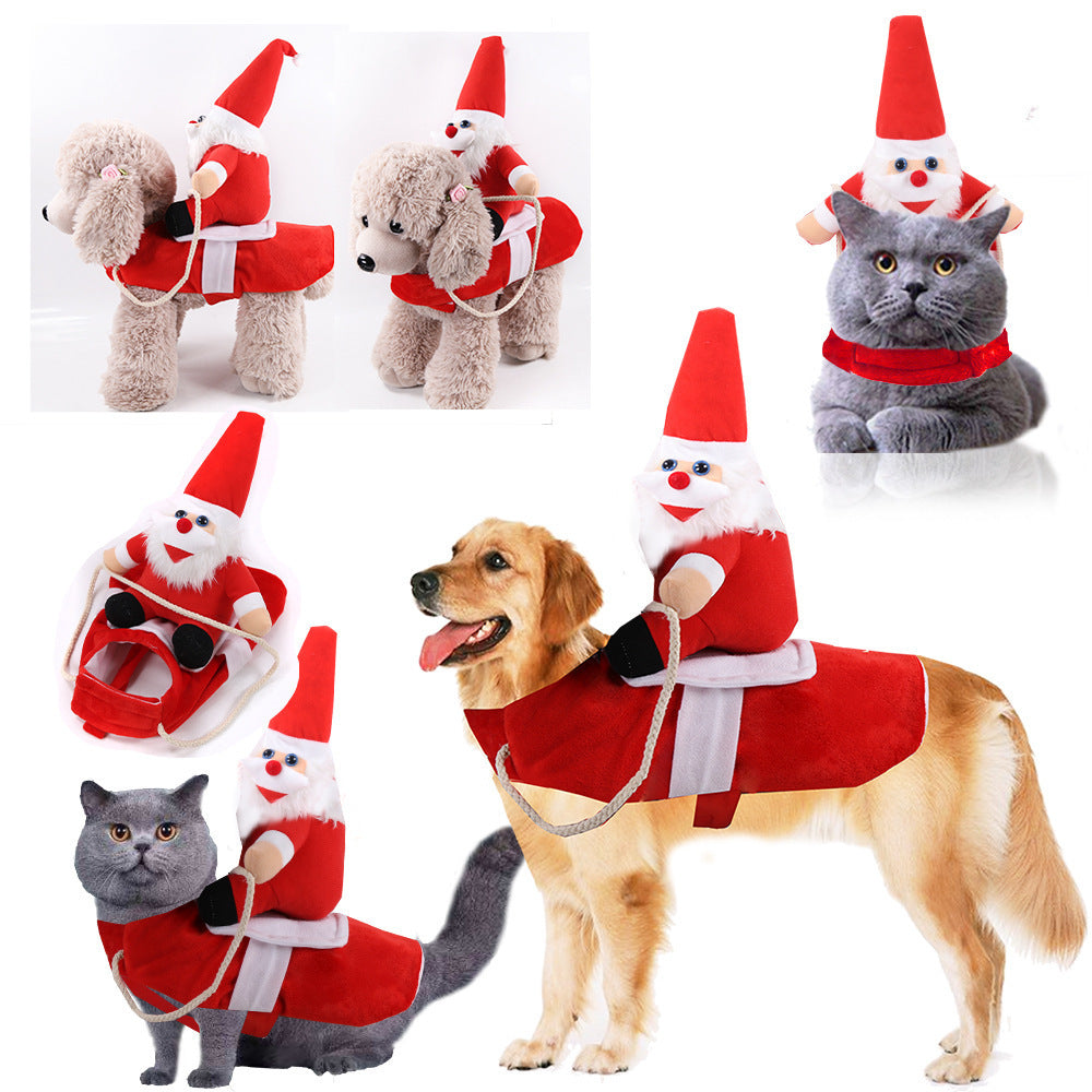 Amazon Cat Medium Large Dog Christmas PetClothes Riding Outfit
