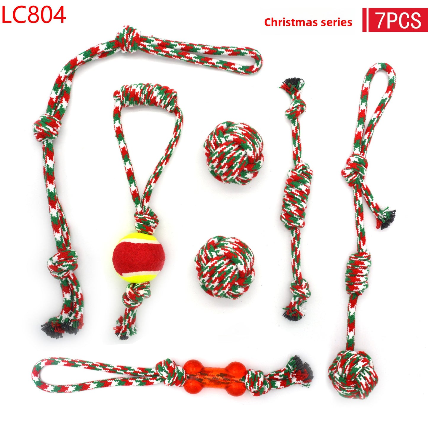 Pet Cotton Rope Toy Combination Set Christmas Rope Knot Toy