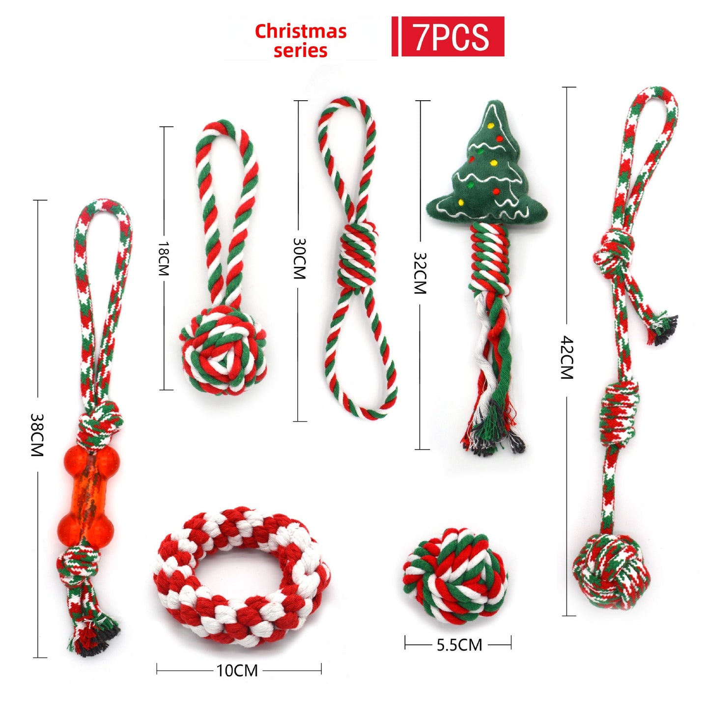 Pet Cotton Rope Toy Combination Set Christmas Rope Knot Toy