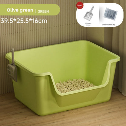 Cat Litter Box Extra Large Splash-Proof Semi-Enclosed Open Pet Toilet