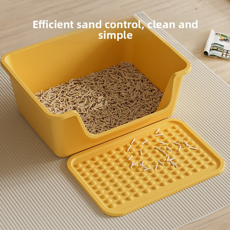 Cat Litter Box Extra Large Splash-Proof Semi-Enclosed Open Pet Toilet