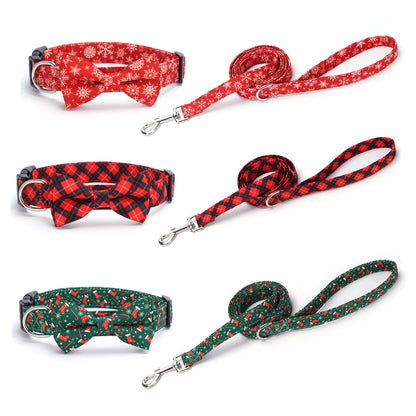 Christmas Small and Medium Dog Collar Leash Digital Print Pet Chain