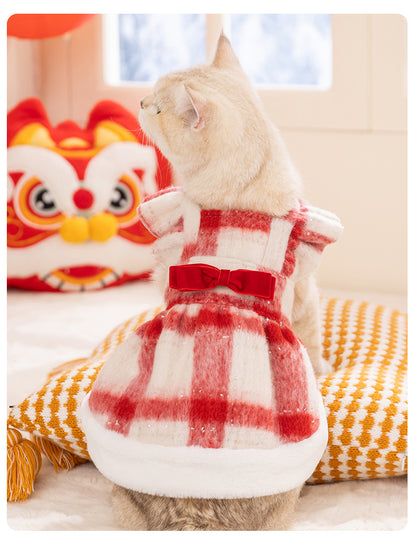 Christmas Sweetheart Cotton Dress Autumn Winter Sweet Pet Clothes