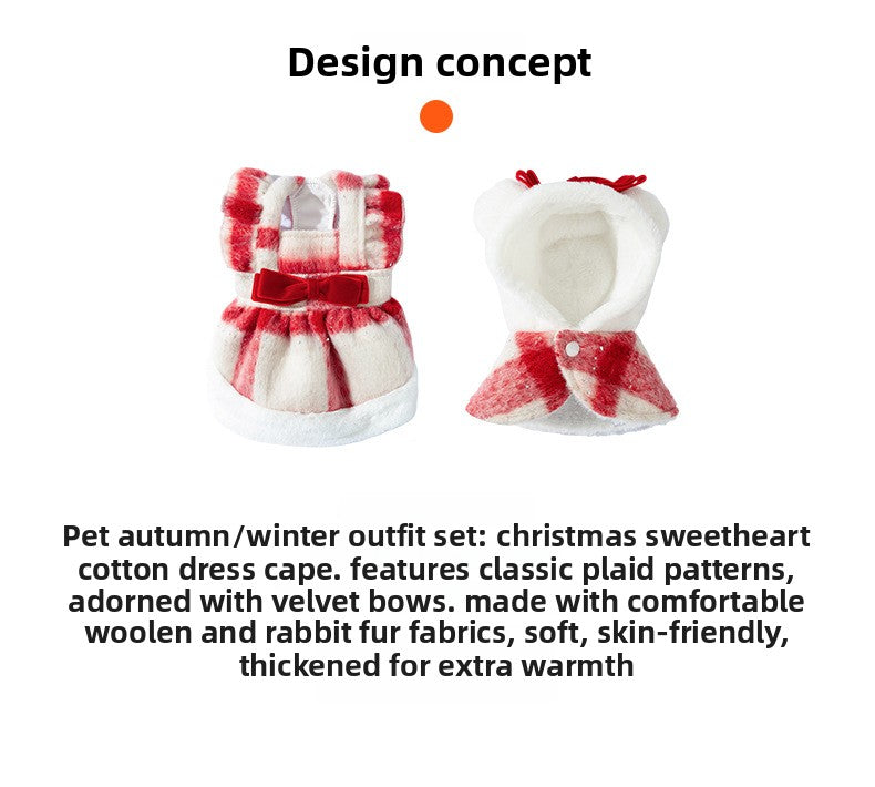 Christmas Sweetheart Cotton Dress Autumn Winter Sweet Pet Clothes