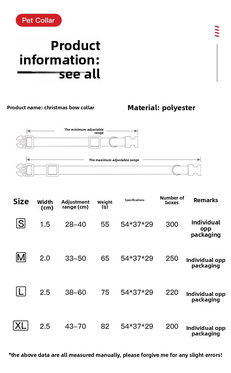 Christmas Small and Medium Dog Collar Leash Digital Print Pet Chain