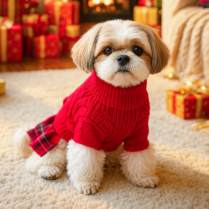 PETCIRCLE Pet Autumn Winter Christmas Knitted Dress Dog Cat Sweater