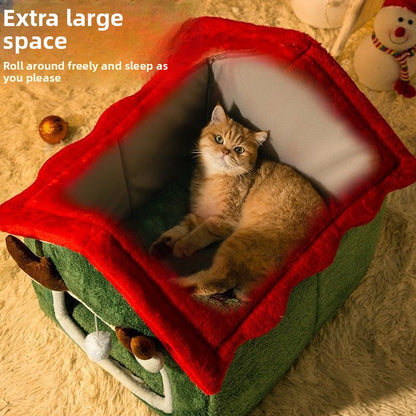 Christmas All-Season Washable Pet House Enclosed Thickened Warm House