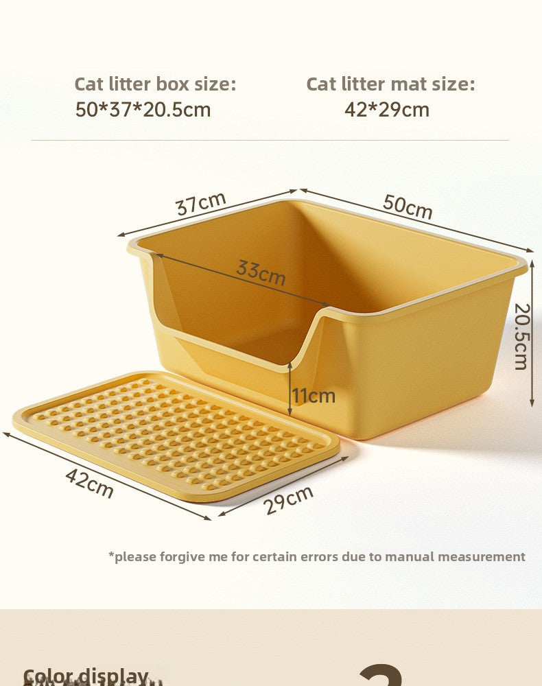 Cat Litter Box Extra Large Splash-Proof Semi-Enclosed Open Pet Toilet