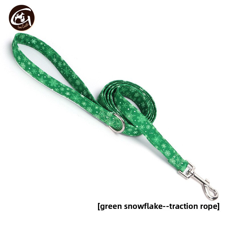 Christmas Small and Medium Dog Collar Leash Digital Print Pet Chain